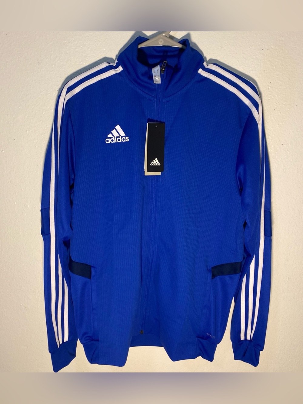 NWT Adidas Tiro 19 Men’s Training Jacket Full-Zip Medium Soccer Blue/White